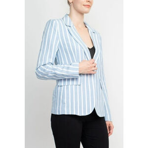 Philosophy by Republic Stripe Linen viscose blazer coastal preppy Size XL